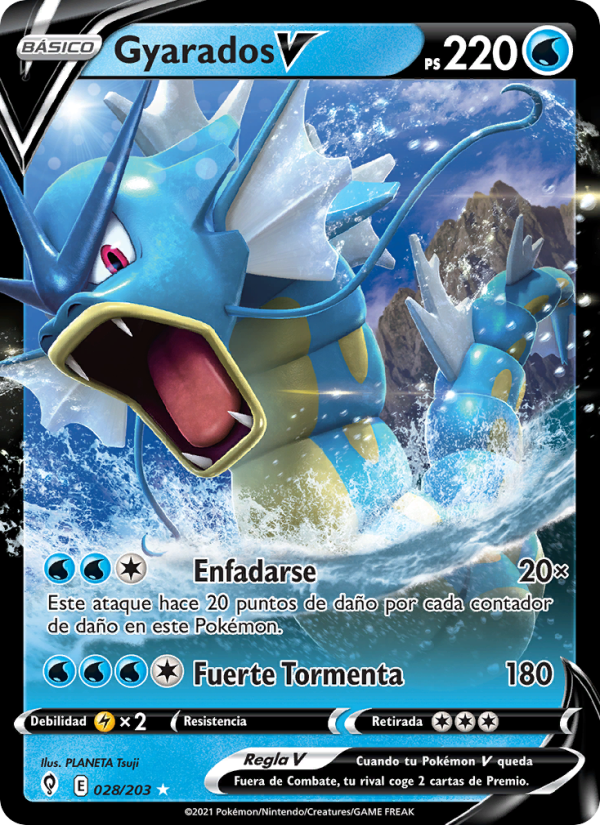 Gyarados V 28 — Evolving Skies (Spanish Pokémon TCG card)