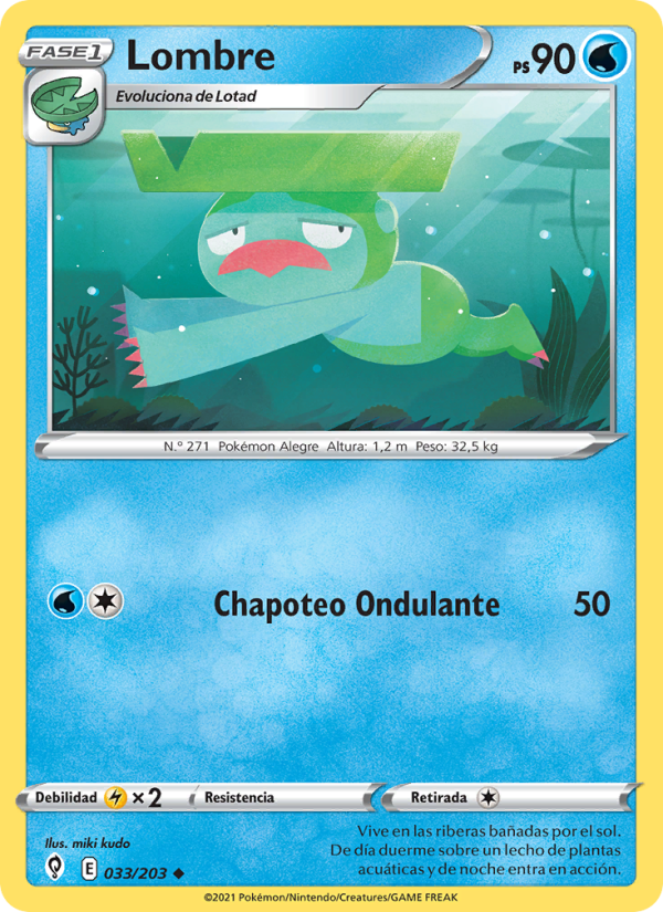 Lombre 33 — Evolving Skies (Spanish Pokémon TCG card)