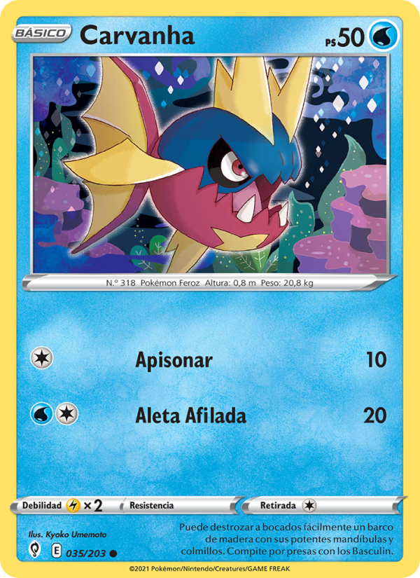 Carvanha 35 — Evolving Skies (Spanish Pokémon TCG card)