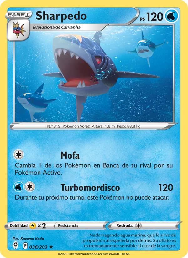 Sharpedo 36 — Evolving Skies (Spanish Pokémon TCG card)