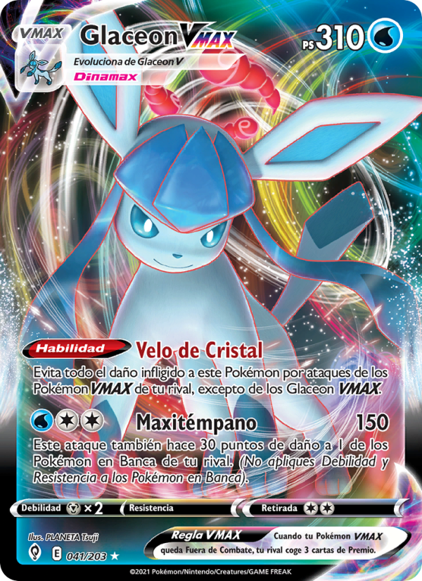 Glaceon VMAX 41 — Evolving Skies (Spanish Pokémon TCG card)