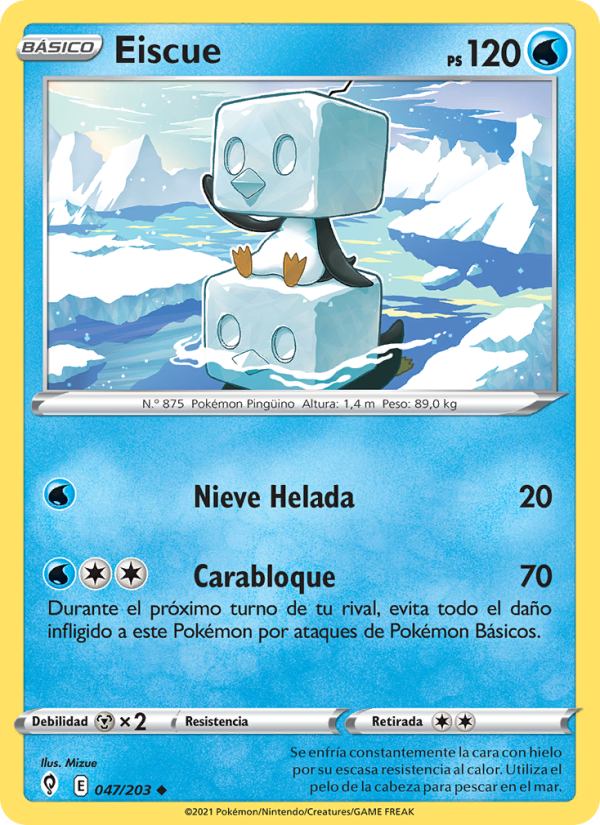 Eiscue 47 — Evolving Skies (Spanish Pokémon TCG card)