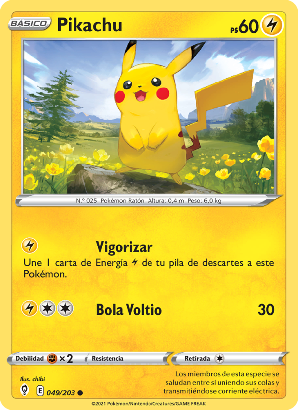 Pikachu 49 — Evolving Skies (Spanish Pokémon TCG card)