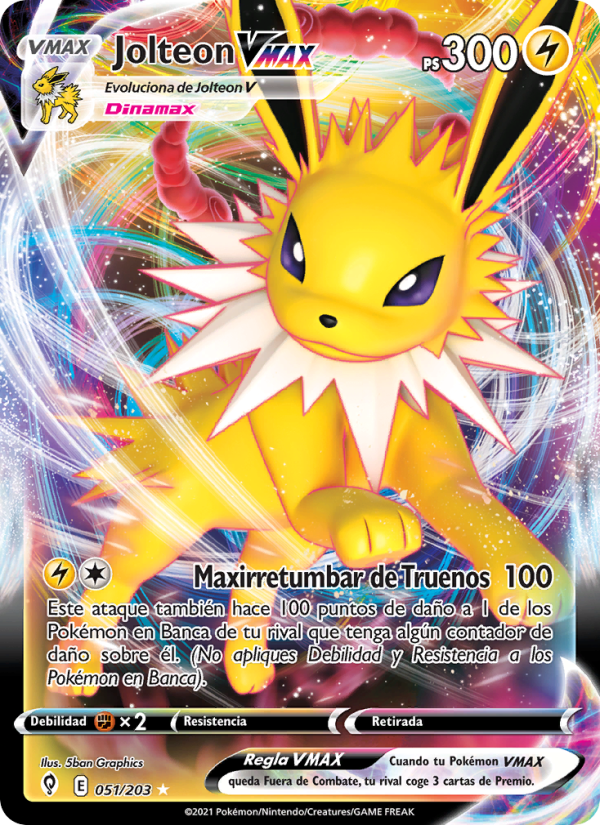 Jolteon VMAX 51 — Evolving Skies (Spanish Pokémon TCG card)