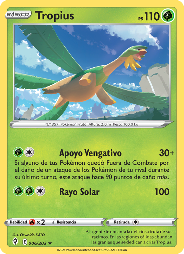 Tropius 6 — Evolving Skies (Spanish Pokémon TCG card)