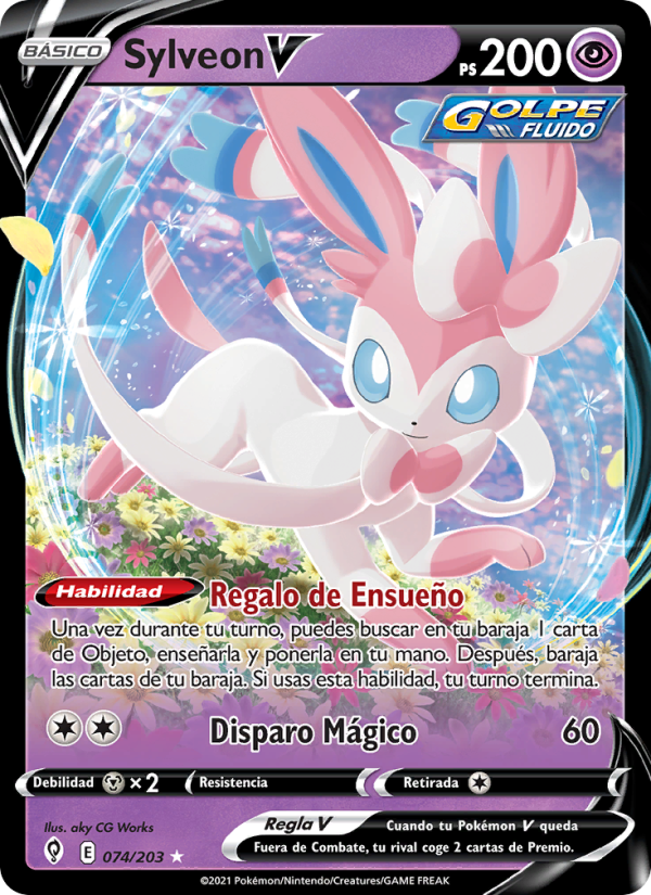 Sylveon V 74 — Evolving Skies (Spanish Pokémon TCG card)