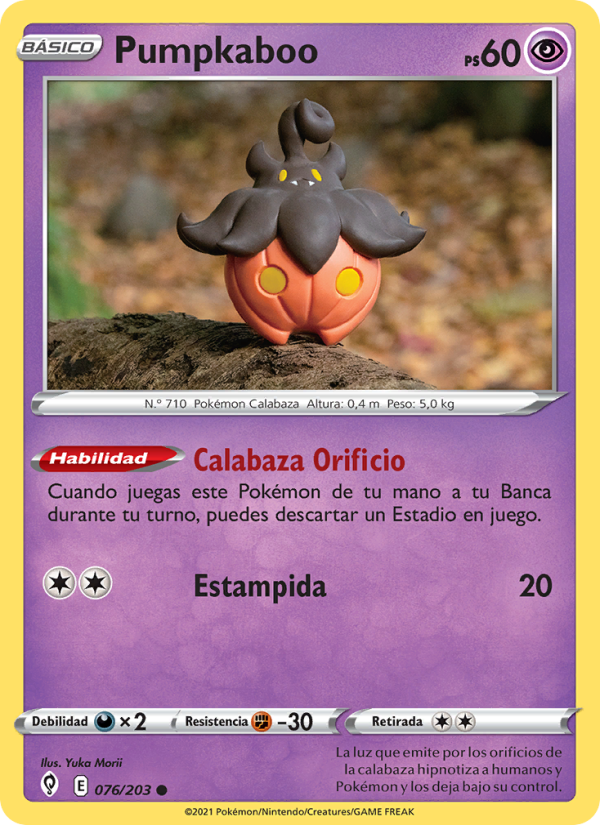 Pumpkaboo 76 — Evolving Skies (Spanish Pokémon TCG card)