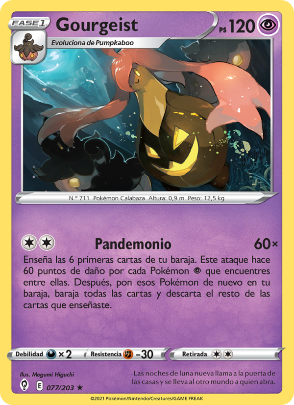 Gourgeist 77 — Evolving Skies (Spanish Pokémon TCG card)