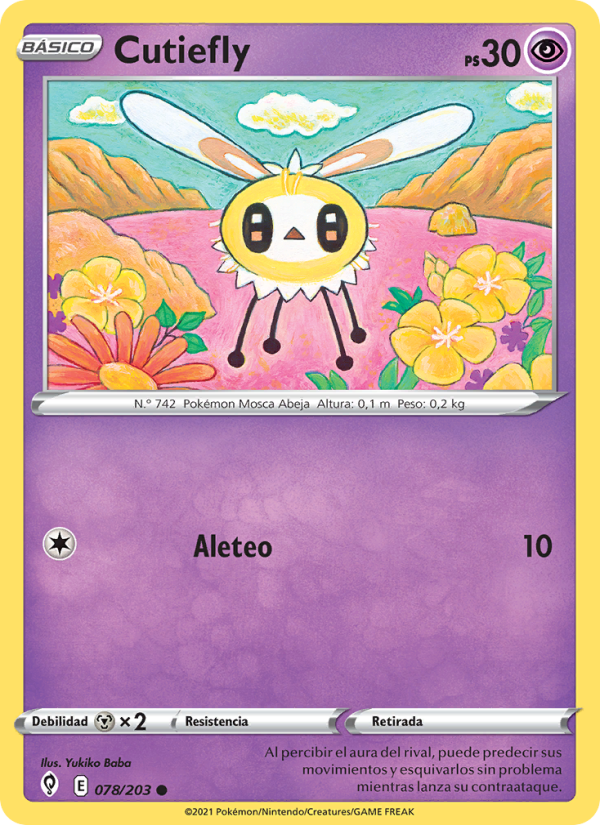Cutiefly 78 — Evolving Skies (Spanish Pokémon TCG card)