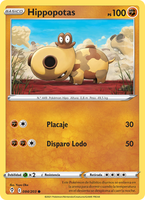 Hippopotas 84 — Evolving Skies (Spanish Pokémon TCG card)
