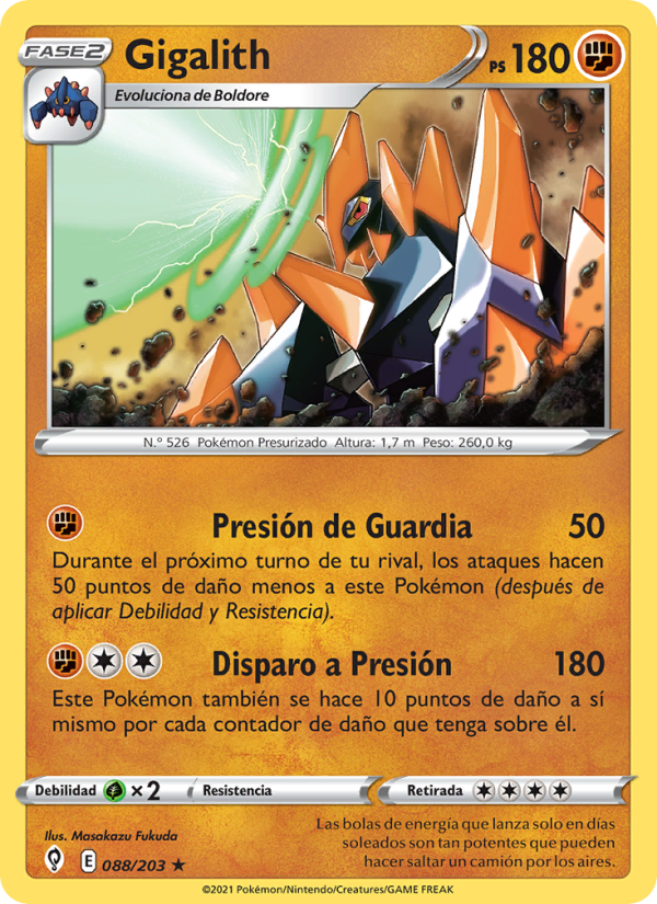 Gigalith 88 — Evolving Skies (Spanish Pokémon TCG card)