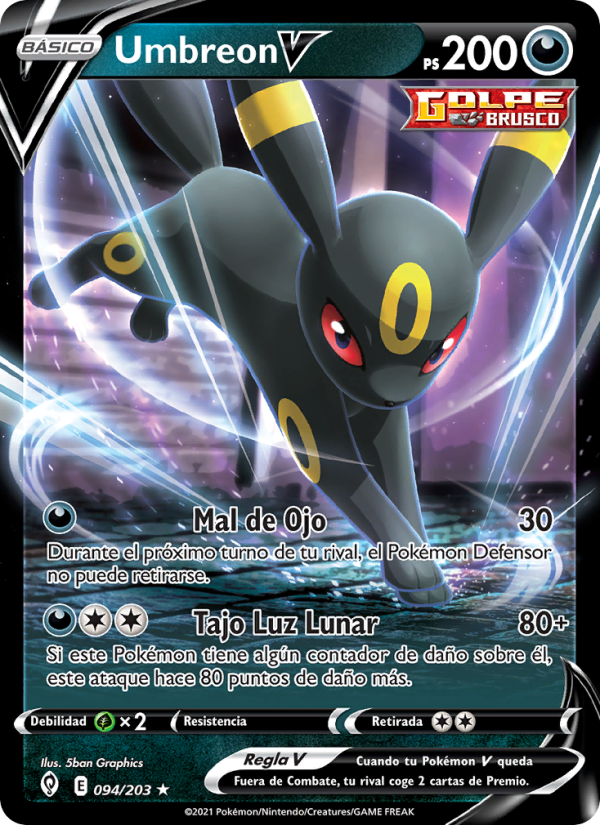 Umbreon V 94 — Evolving Skies (Spanish Pokémon TCG card)