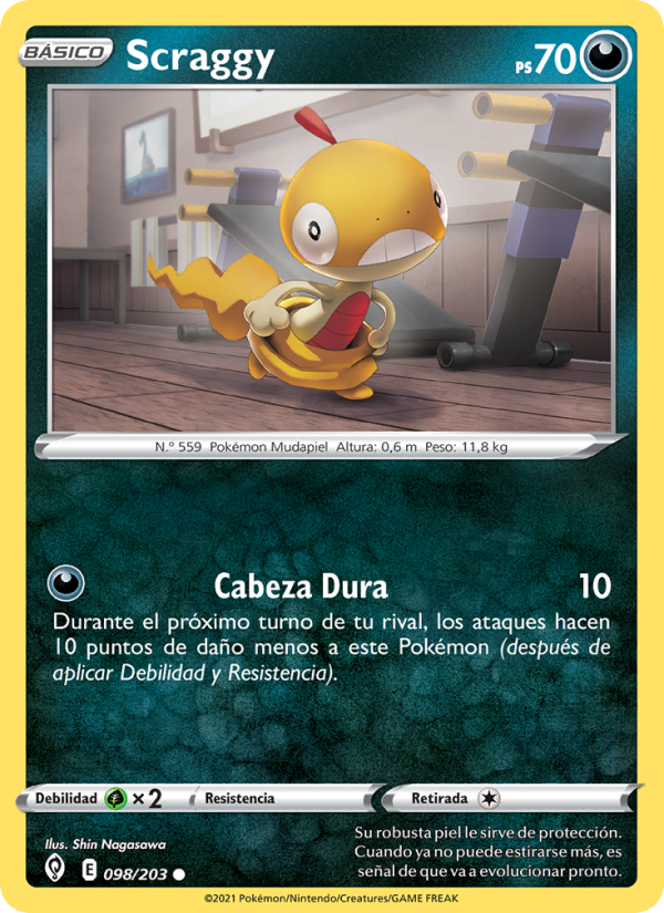 Scraggy 98 — Evolving Skies (Spanish Pokémon TCG card)