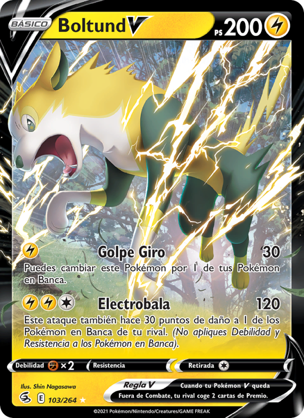 Boltund V 103 — Fusion Strike (Spanish Pokémon TCG card)