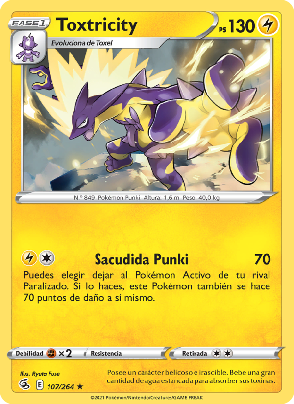 Toxtricity 107 — Fusion Strike (Spanish Pokémon TCG card)