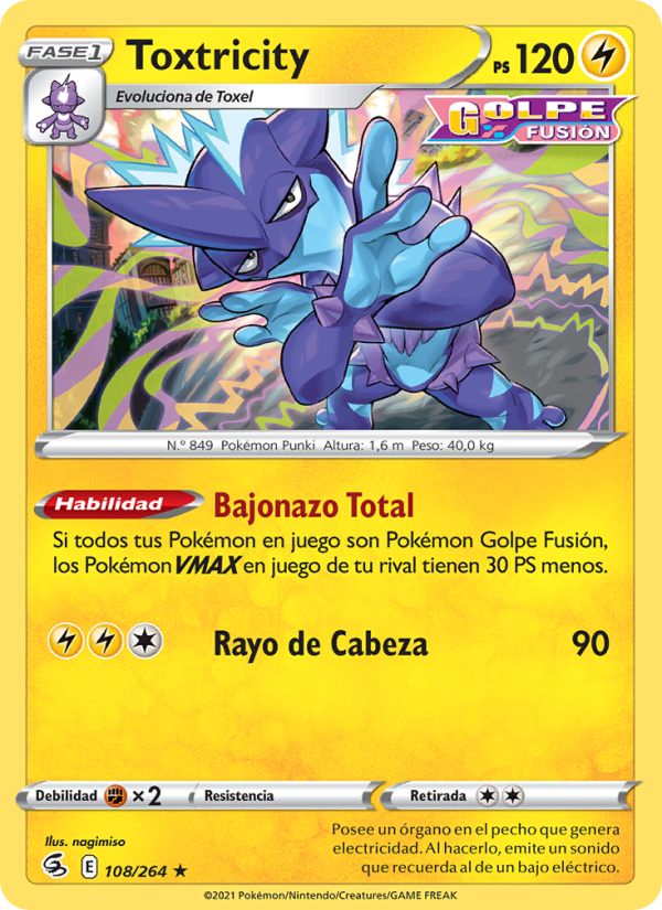 Toxtricity 108 — Fusion Strike (Spanish Pokémon TCG card)