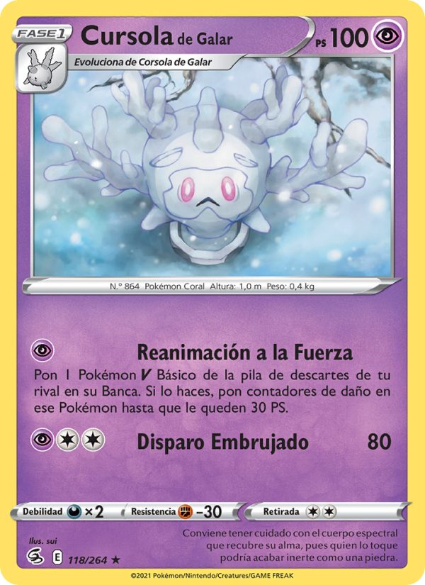 Cursola de Galar 118 — Fusion Strike (Spanish Pokémon TCG card)