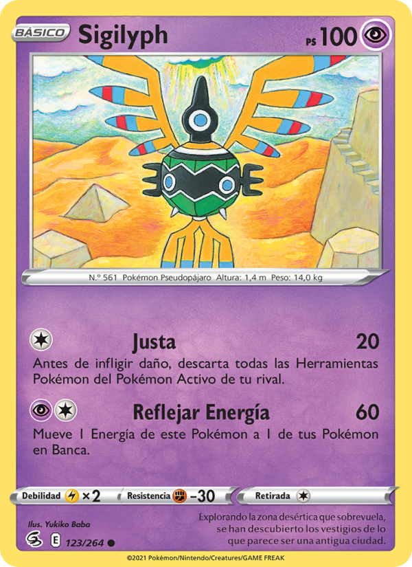 Sigilyph 123 — Fusion Strike (Spanish Pokémon TCG card)