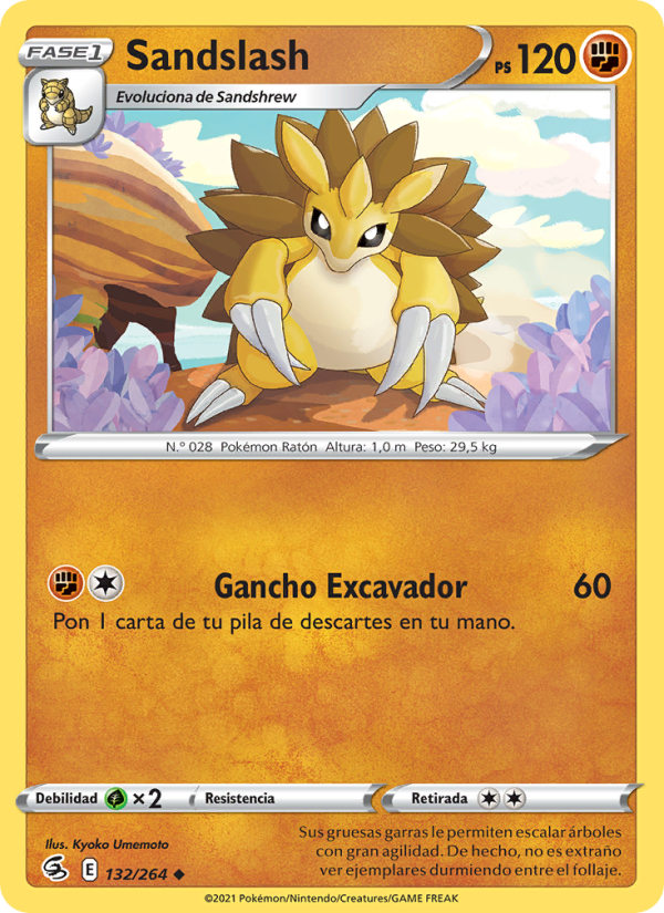Sandslash 132 — Fusion Strike (Spanish Pokémon TCG card)