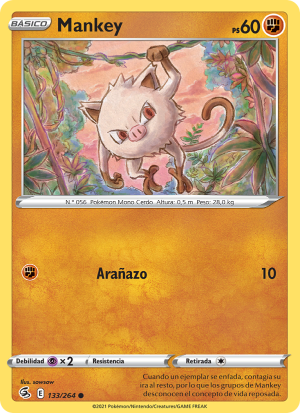 Mankey 133 — Fusion Strike (Spanish Pokémon TCG card)