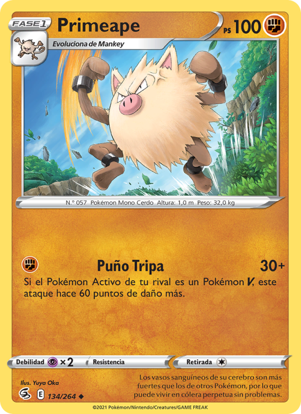 Primeape 134 — Fusion Strike (Spanish Pokémon TCG card)