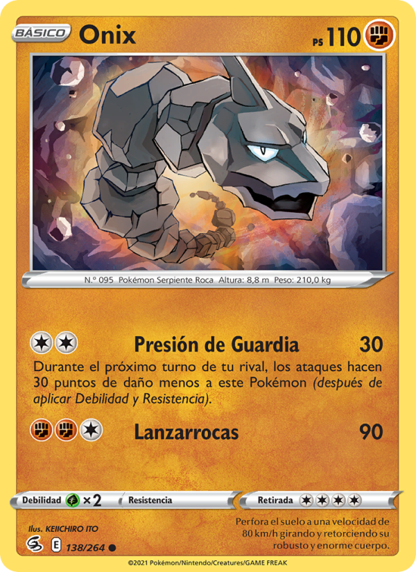 Onix 138 — Fusion Strike (Spanish Pokémon TCG card)