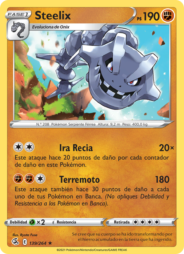Steelix 139 — Fusion Strike (Spanish Pokémon TCG card)