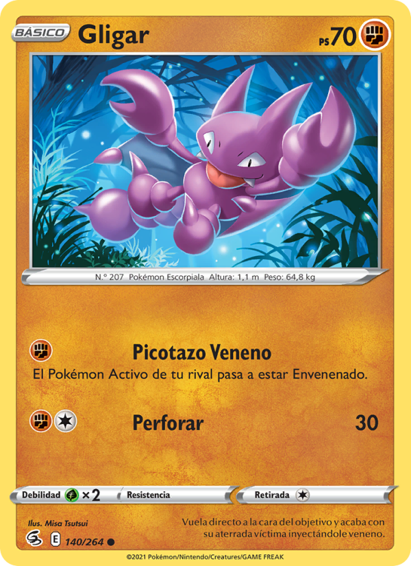 Gligar 140 — Fusion Strike (Spanish Pokémon TCG card)