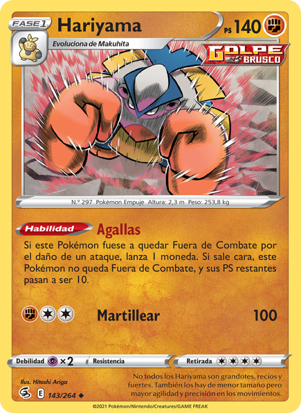 Hariyama 143 — Fusion Strike (Spanish Pokémon TCG card)