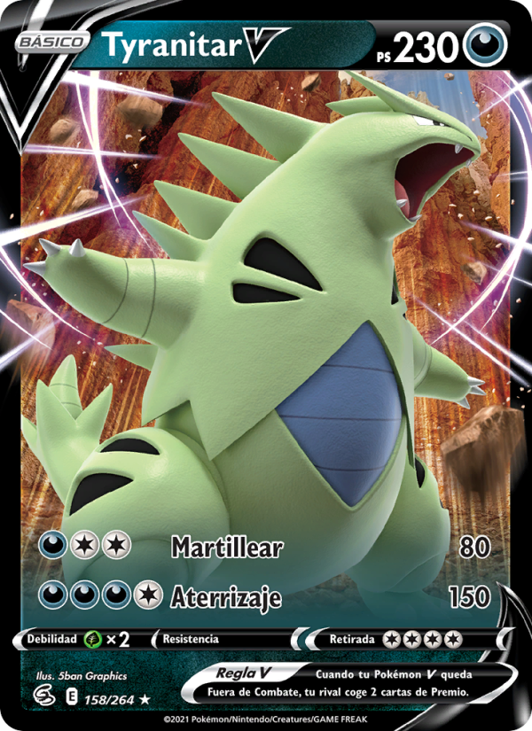 Tyranitar V 158 — Fusion Strike (Spanish Pokémon TCG card)