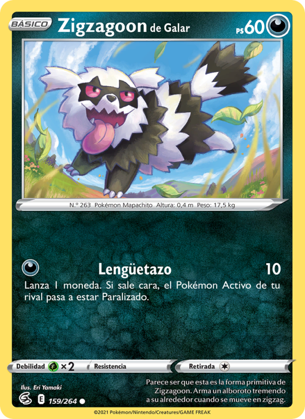 Zigzagoon de Galar 159 — Fusion Strike (Spanish Pokémon TCG card)