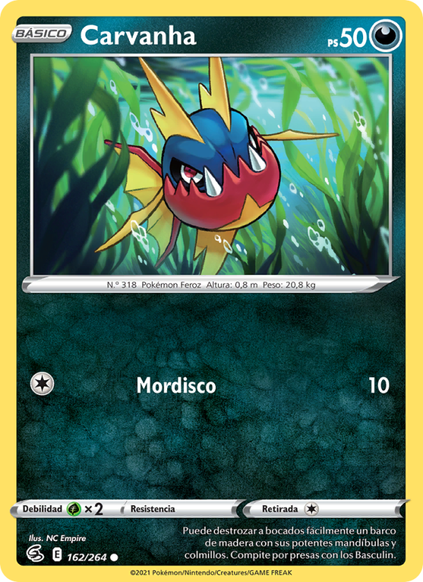 Carvanha 162 — Fusion Strike (Spanish Pokémon TCG card)