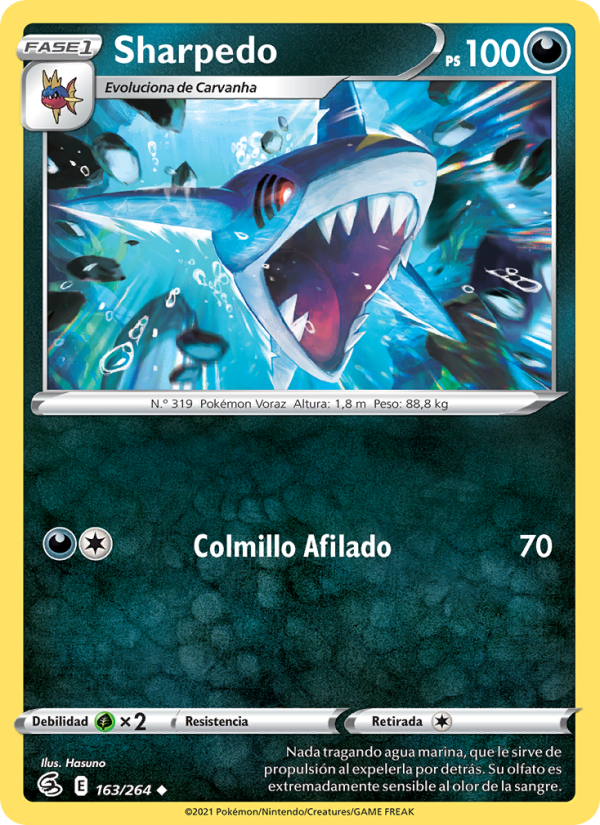 Sharpedo 163 — Fusion Strike (Spanish Pokémon TCG card)