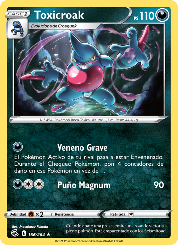 Toxicroak 166 — Fusion Strike (Spanish Pokémon TCG card)