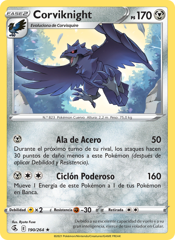 Corviknight 190 — Fusion Strike (Spanish Pokémon TCG card)
