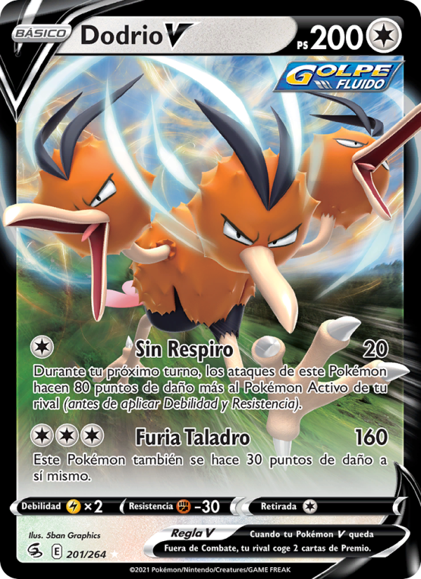 Dodrio V 201 — Fusion Strike (Spanish Pokémon TCG card)