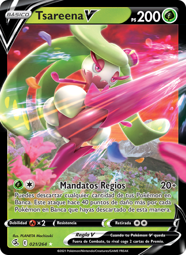 Tsareena V 21 — Fusion Strike (Spanish Pokémon TCG card)