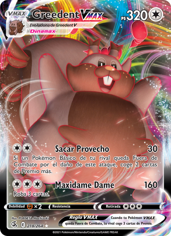 Greedent VMAX 218 — Fusion Strike (Spanish Pokémon TCG card)