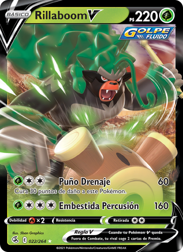 Rillaboom V 22 — Fusion Strike (Spanish Pokémon TCG card)