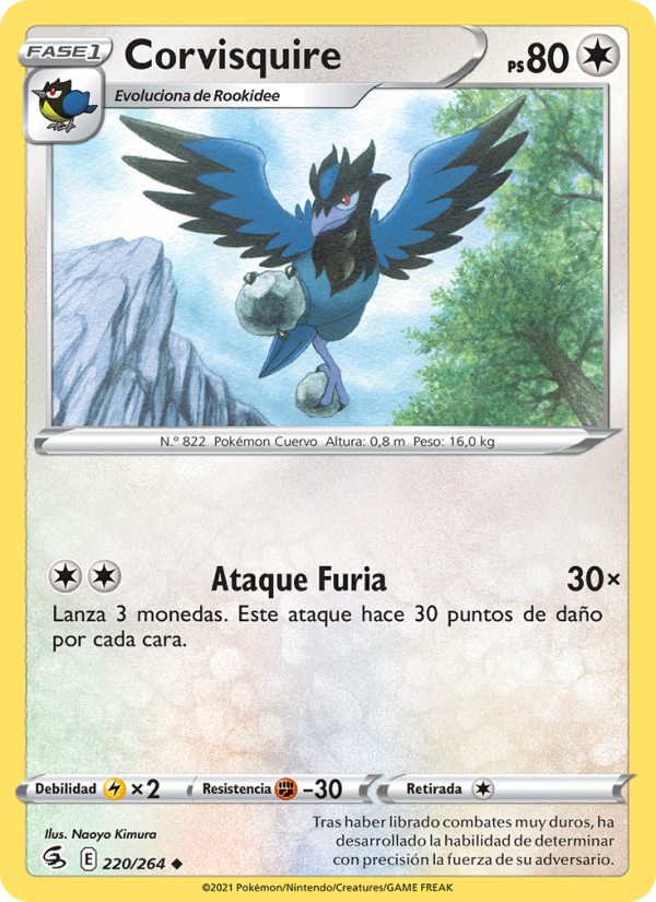Corvisquire 220 — Fusion Strike (Spanish Pokémon TCG card)