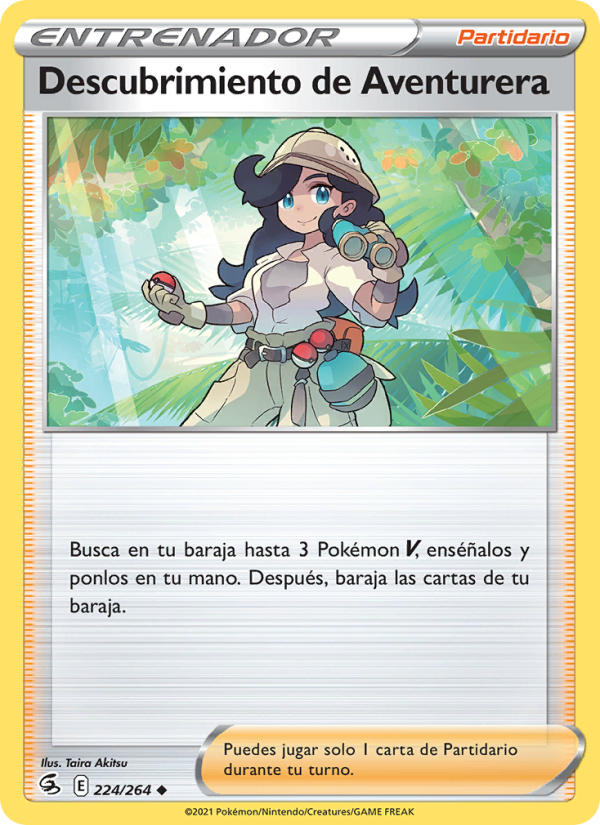 Descubrimiento de Aventurera 224 — Fusion Strike (Spanish Pokémon TCG card)