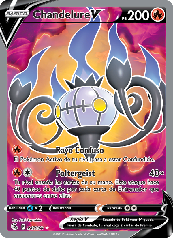 Chandelure V 247 — Fusion Strike (Spanish Pokémon TCG card)