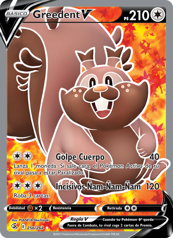 Greedent V 256 — Fusion Strike (Spanish Pokémon TCG card)