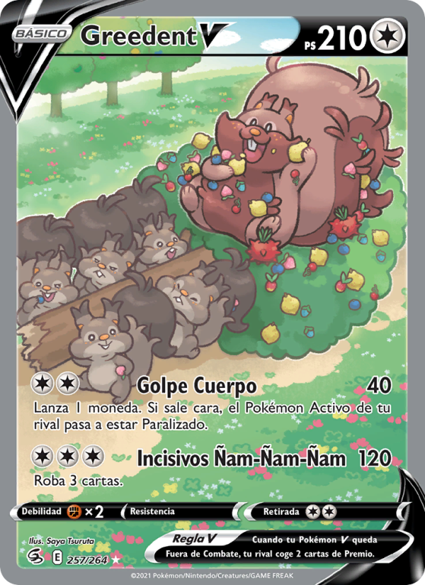Greedent V 257 — Fusion Strike (Spanish Pokémon TCG card)