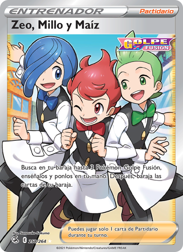 Zeo, Millo y Maíz 258 — Fusion Strike (Spanish Pokémon TCG card)