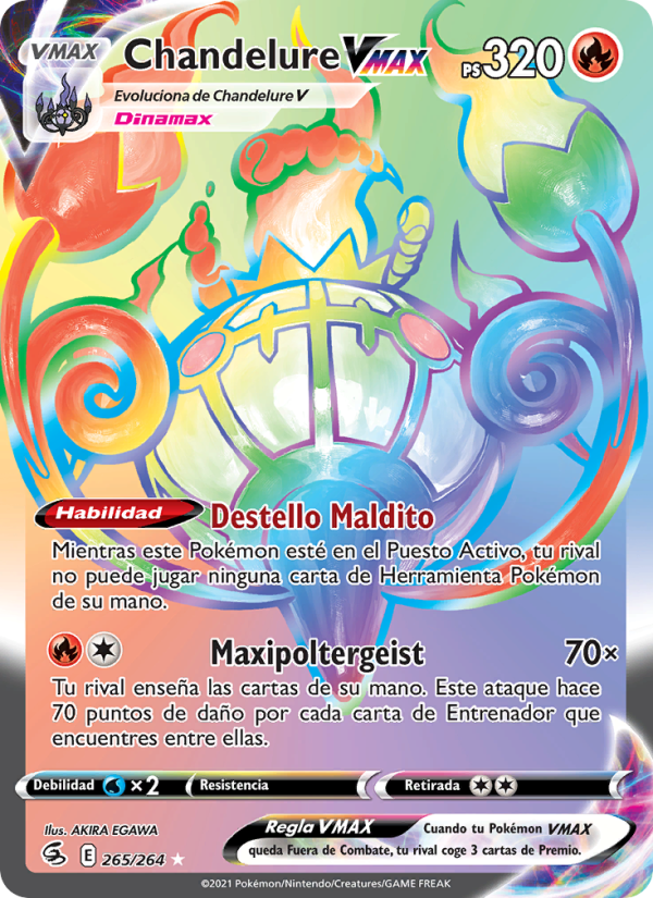 Chandelure VMAX 265 — Fusion Strike (Spanish Pokémon TCG card)