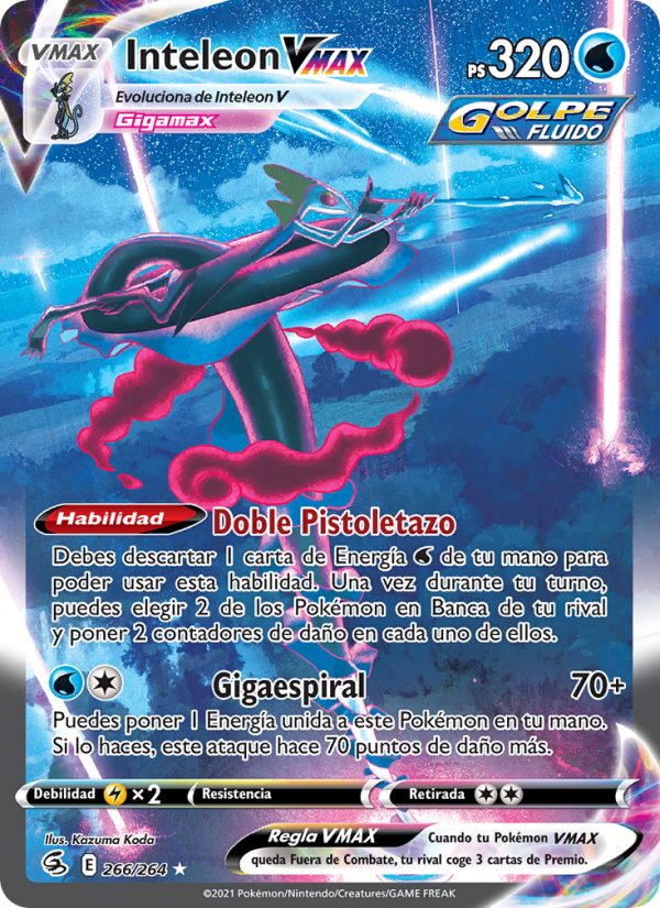 Inteleon VMAX 266 — Fusion Strike (Spanish Pokémon TCG card)