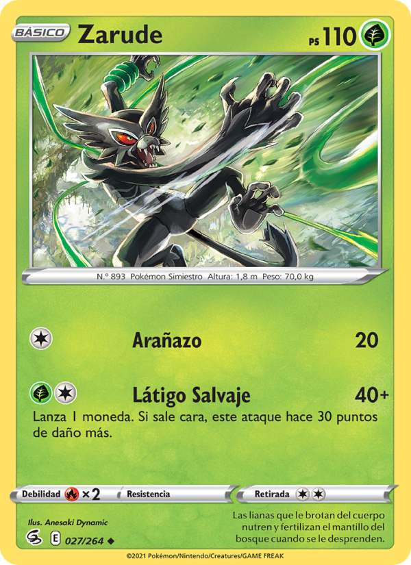 Zarude 27 — Fusion Strike (Spanish Pokémon TCG card)