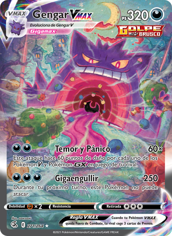Gengar VMAX 271 — Fusion Strike (Spanish Pokémon TCG card)