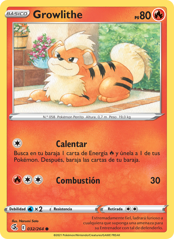 Growlithe 32 — Fusion Strike (Spanish Pokémon TCG card)